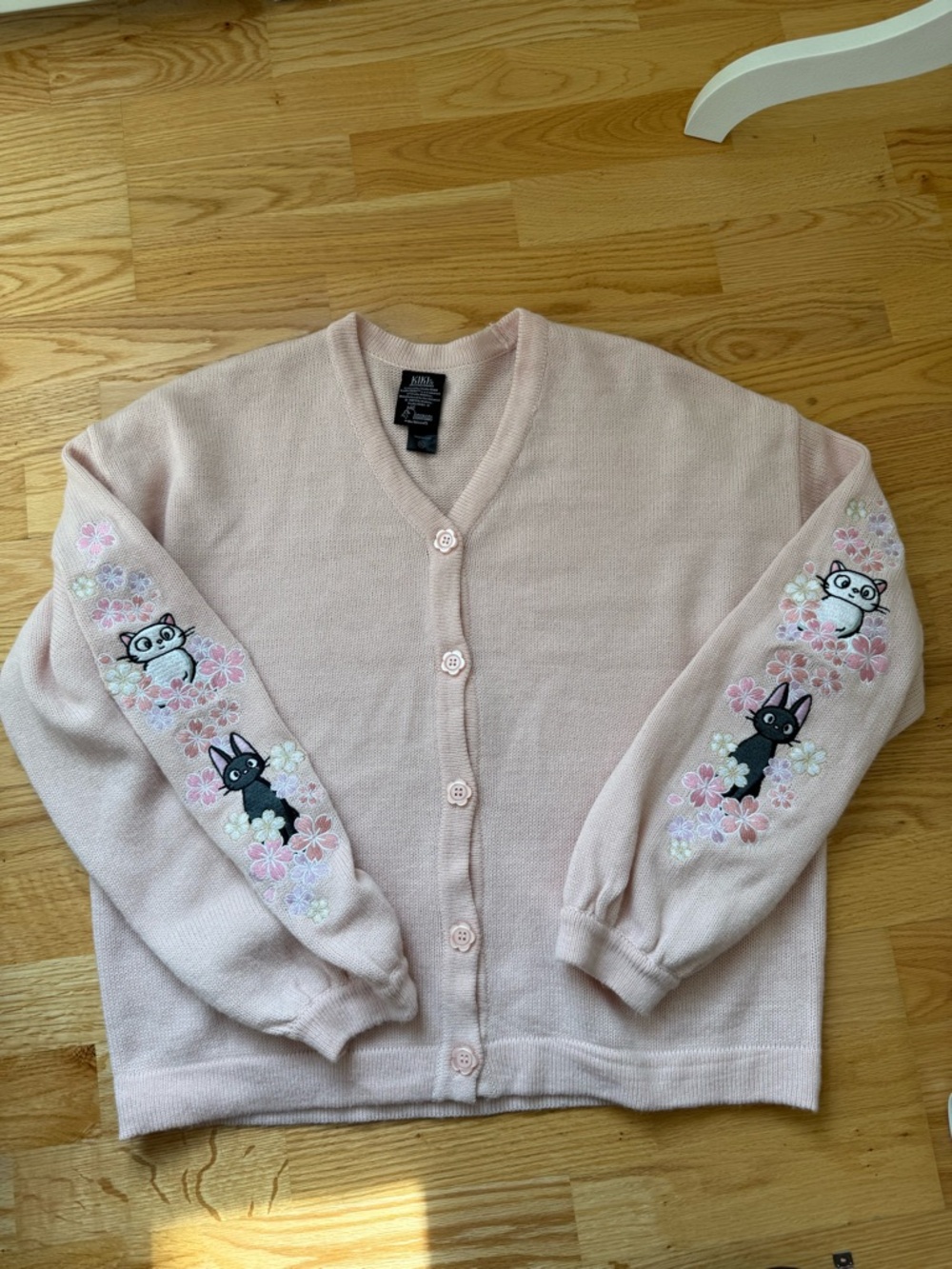 Kiki’s Delivery Service Cardigan Studio Ghibli Pink Embroidered Cat Sweater XL - Picture 10 of 11